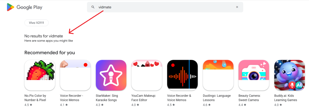 Vidmate on Google Playstore